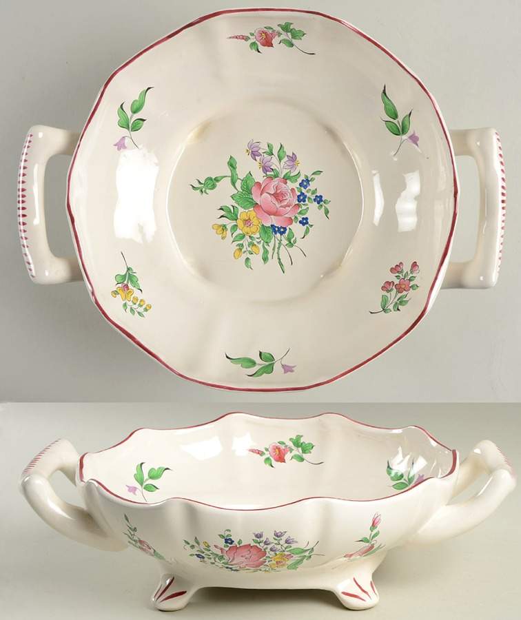 Old Strasbourg (Off White Background) Large Handled Fruit Bowl by Luneville-1