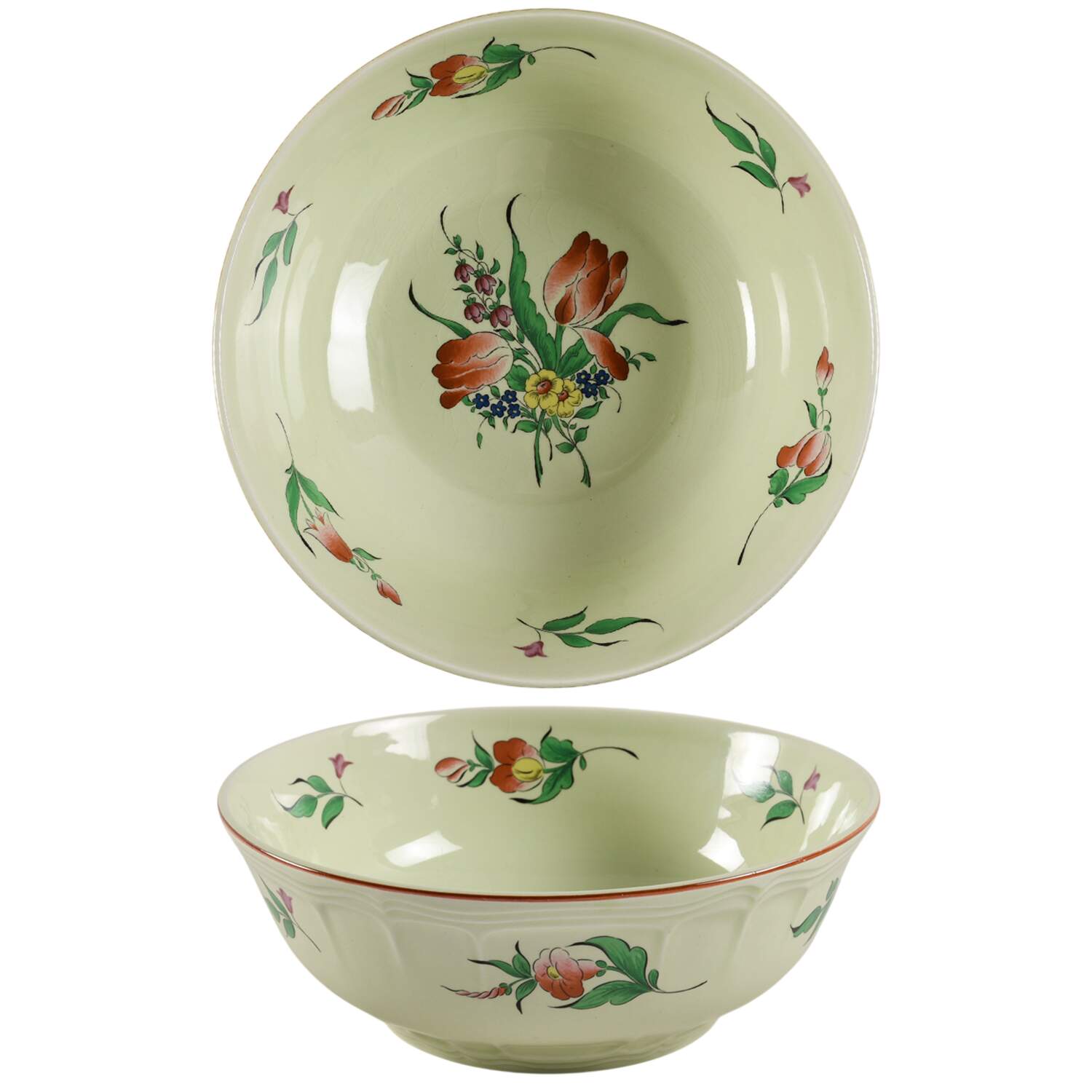 Old Strasbourg (Green Background) 10" Large Salad Serving Bowl by Luneville-1