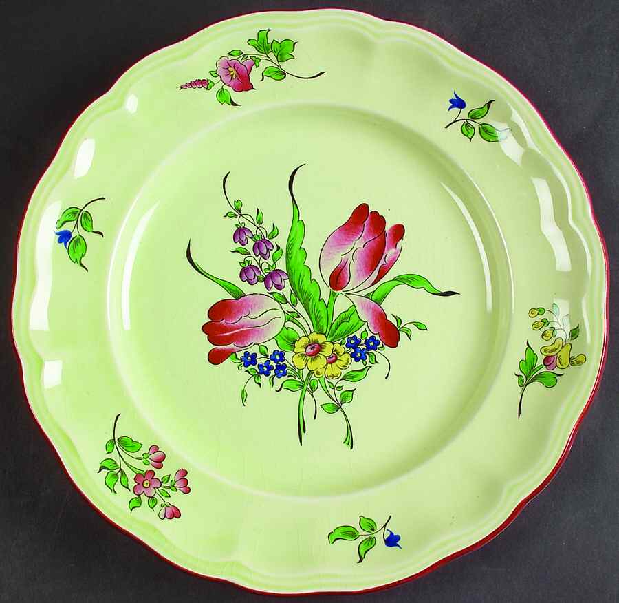 Old Strasbourg (Green Background) Dinner Plate by Luneville-1
