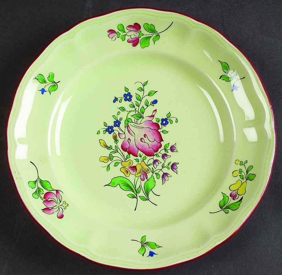 Old Strasbourg (Green Background) Salad Plate by Luneville-1