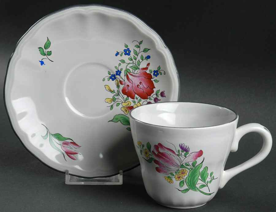 Old Strasbourg Flat Cup & Saucer Set by Luneville-1