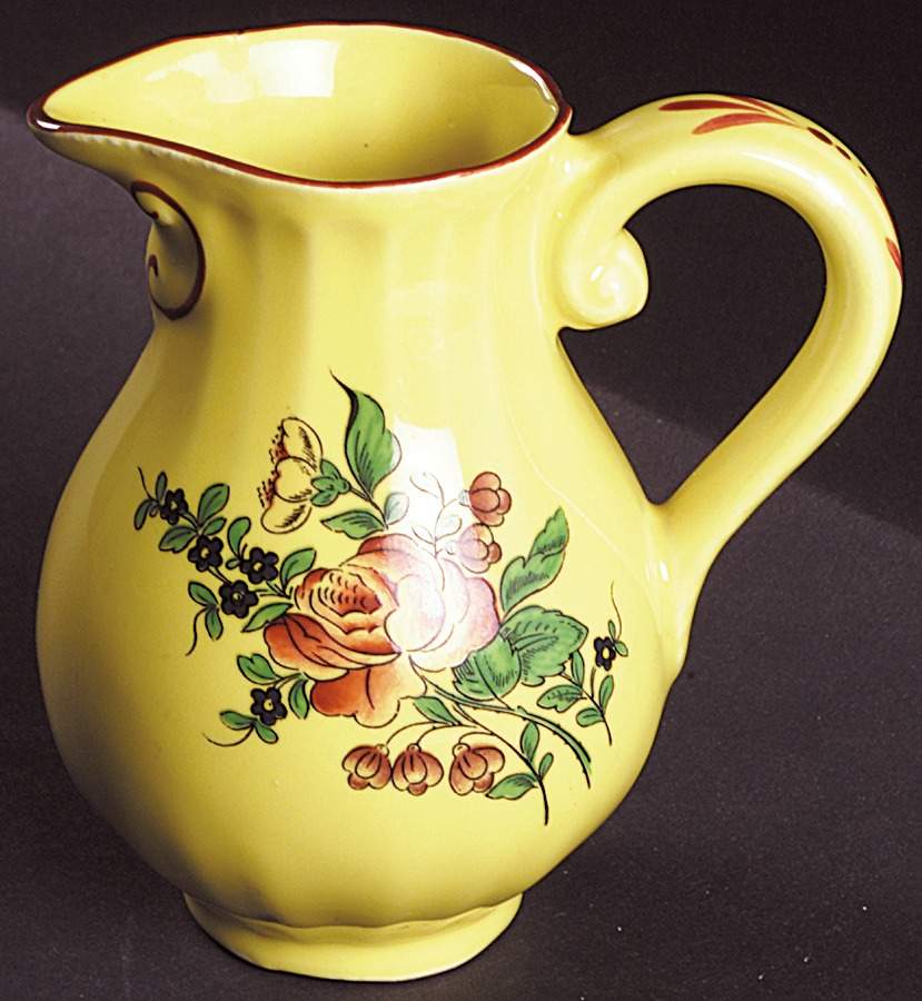 Old Strasbourg (Yellow Background, Roses) Creamer by Luneville-1