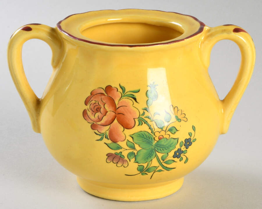 Old Strasbourg (Yellow Background, Roses) Sugar Bowl No Lid by Luneville-1