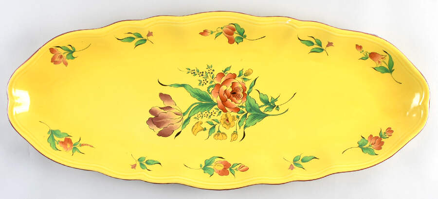 Old Strasbourg (Yellow Background, Roses) Fish Platter by Luneville-1