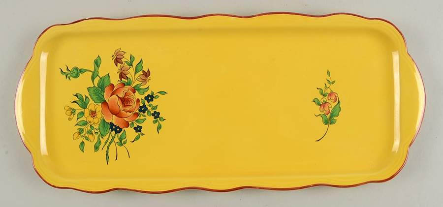Old Strasbourg (Yellow Background, Roses) Large Sandwich Tray by Luneville-1