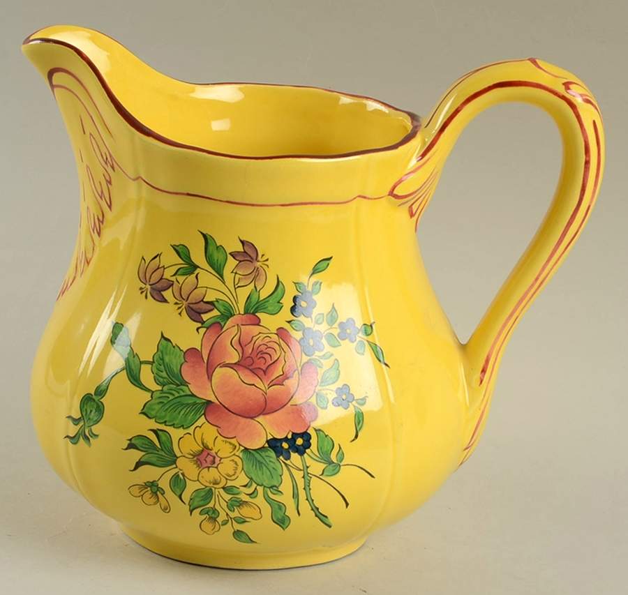 Old Strasbourg (Yellow Background, Roses) 40 Oz Jug by Luneville-1