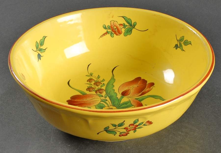 Old Strasbourg (Yellow Background, Roses) 8" Round Vegetable Bowl by Luneville-1