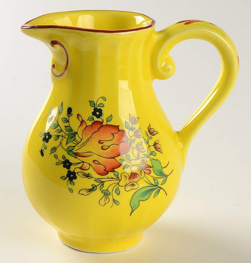 Old Strasbourg (Yellow Background, Roses) Creamer by Luneville-1