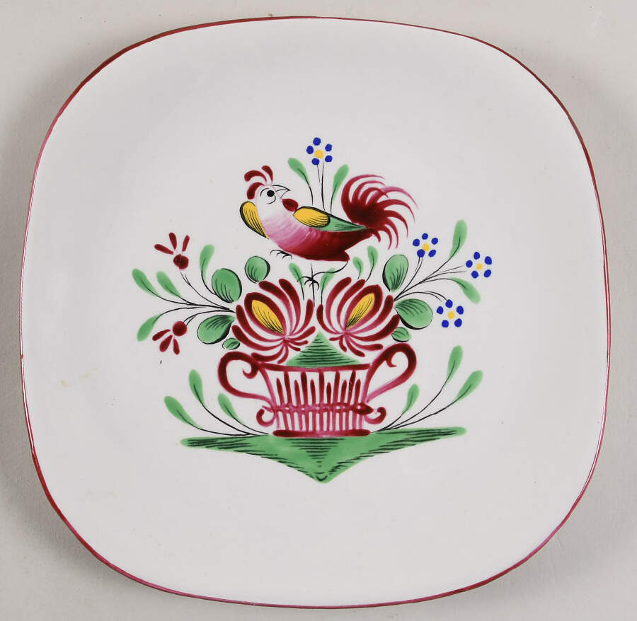 Reverbere Coq Square Luncheon Plate by Luneville-1