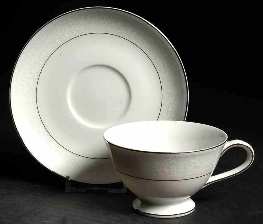Alencon Footed Cup & Saucer Set by Lynnbrooke-1
