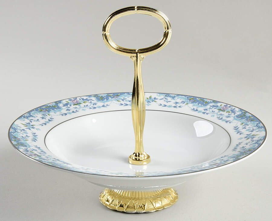 Blue Madeira 6"-7" Handled Footed Nut Dish HC by Lynnbrooke-1