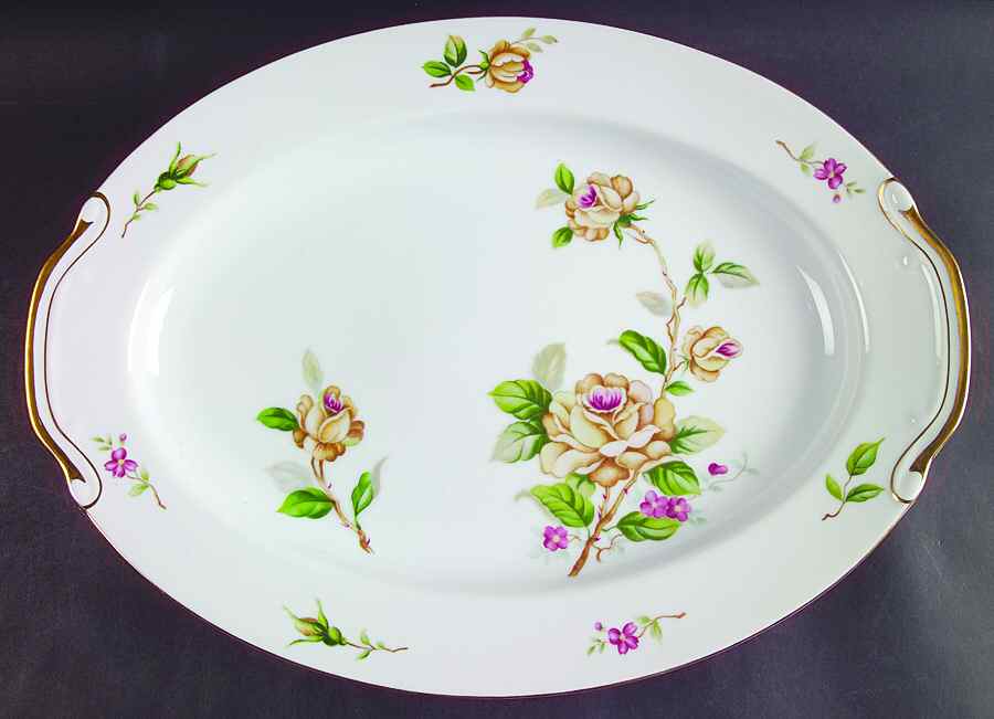 Golden Rose 16" Oval Serving Platter by Lynmore-1