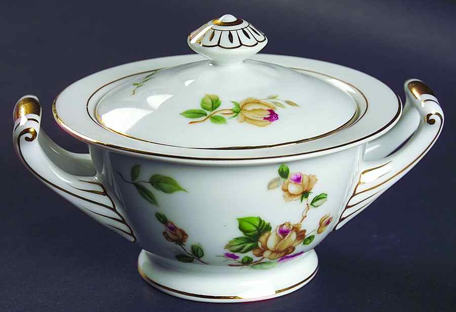 Golden Rose Sugar Bowl & Lid by Lynmore-1