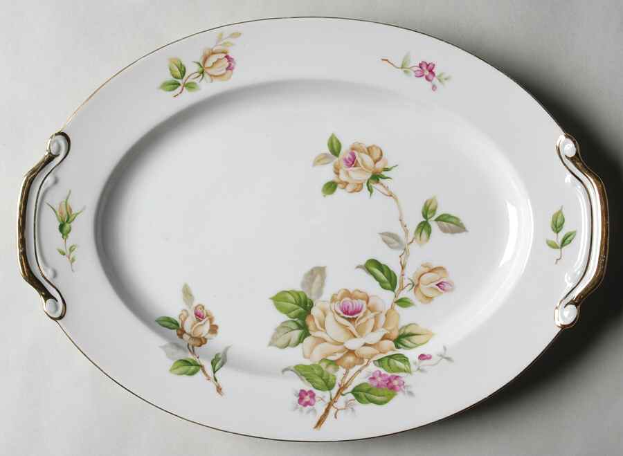 Golden Rose 12" Oval Serving Platter by Lynmore-1