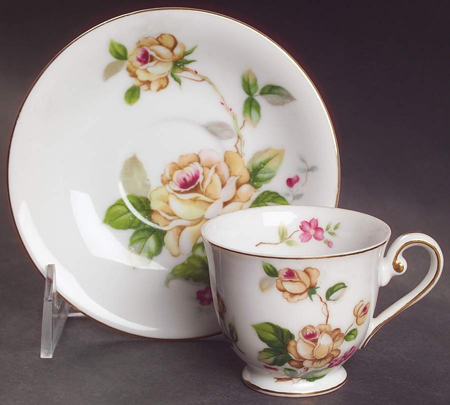 Golden Rose Footed Demitasse Cup & Saucer Set by Lynmore-1