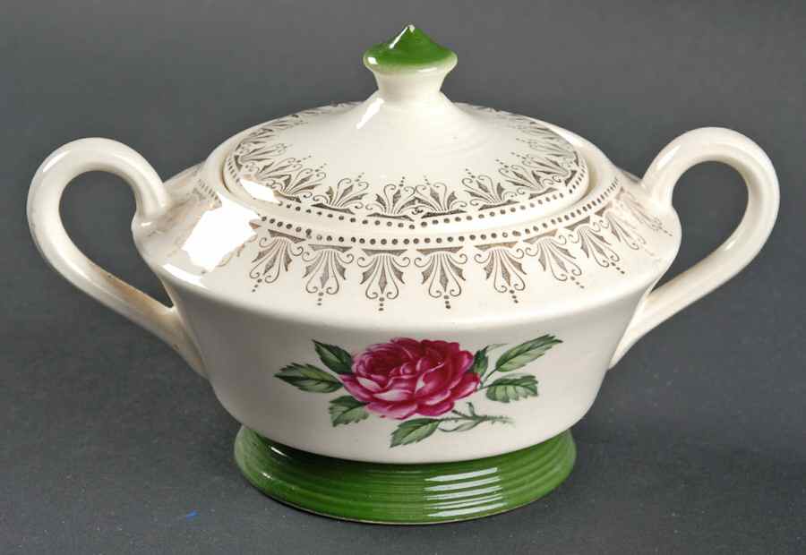 American Beauty Rose Sugar Bowl & Lid by Limoges-American-1