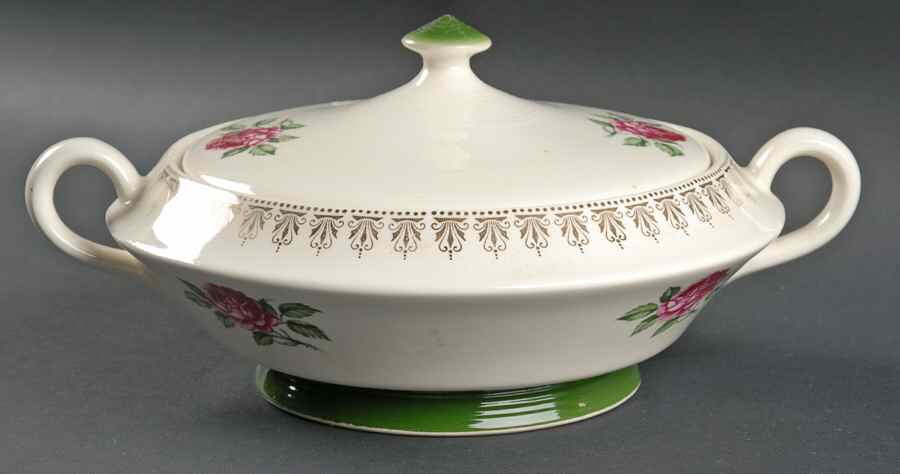 American Beauty Rose Round Covered Vegetable by Limoges-American-1