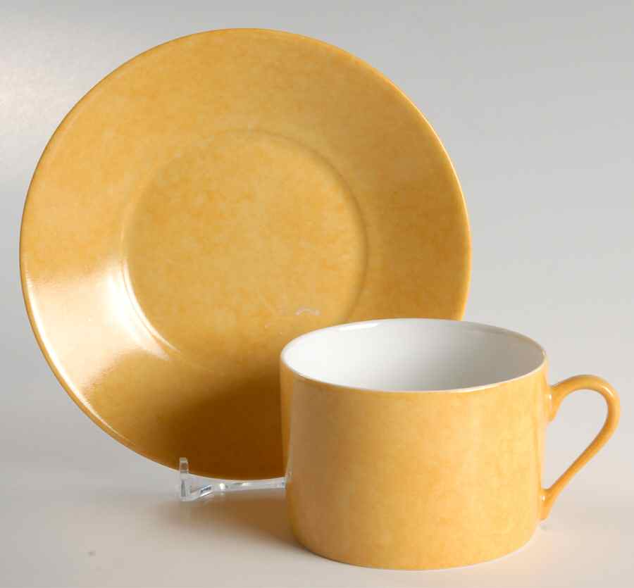 Mouchete Yellow Flat Cup & Saucer Set by Laure Japy-1