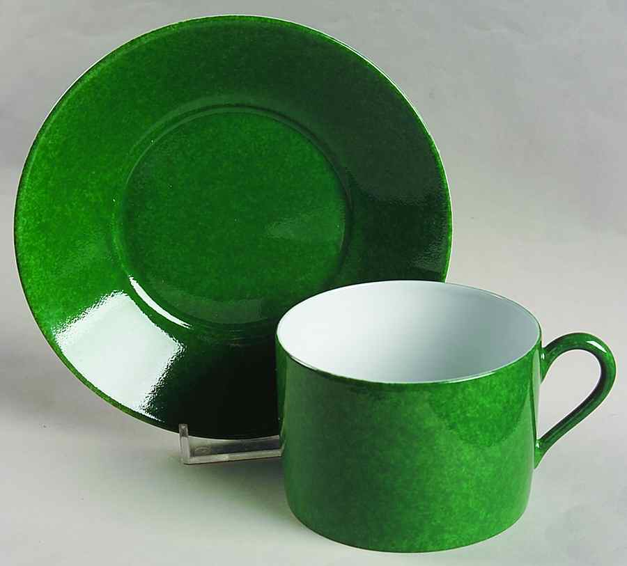 Mouchete Green Flat Cup & Saucer Set by Laure Japy-1