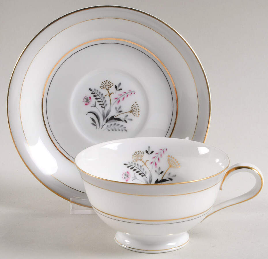 Queen Anne's Lace Footed Cup & Saucer Set by Lipper & Mann (L & M)-1