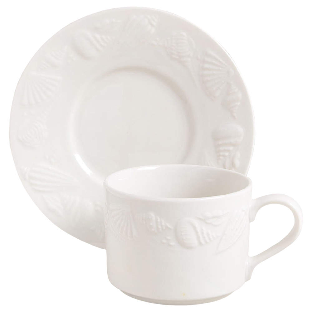 Seashore Flat Cup & Saucer Set by Lynn's China-1