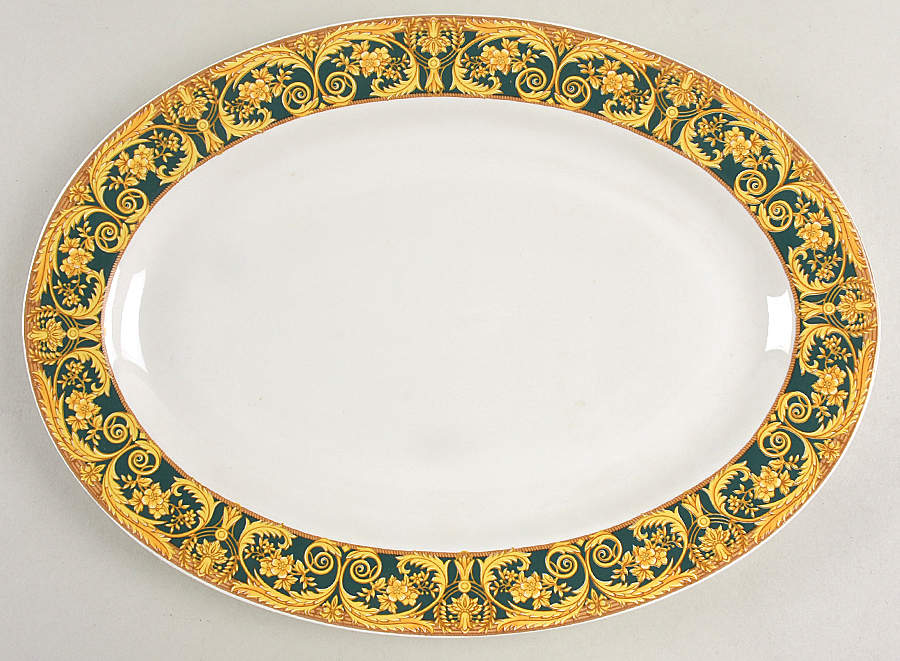 Valetta Green 14" Oval Serving Platter by Lynn's China-1