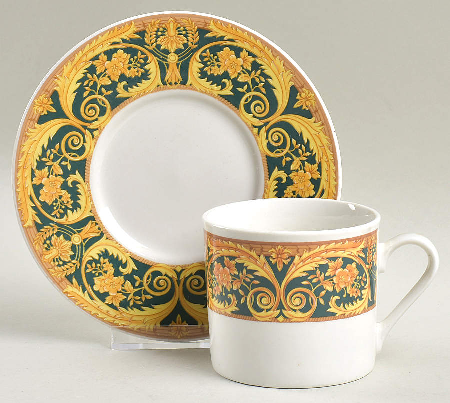 Valetta Green Flat Cup & Saucer Set by Lynn's China-1