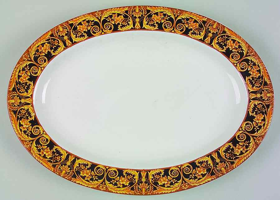 Valetta Black 14" Oval Serving Platter by Lynn's China-1