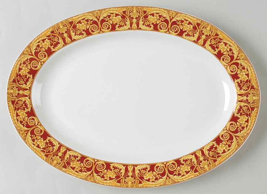 Valetta Red 14" Oval Serving Platter by Lynn's China-1