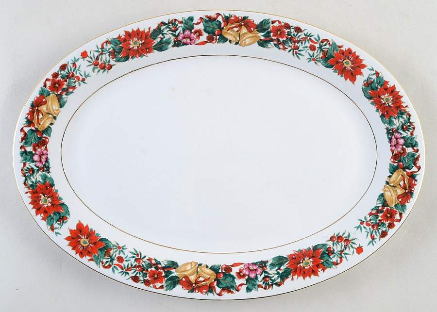 Holiday Cheer 14" Oval Serving Platter by Lynn's China-1