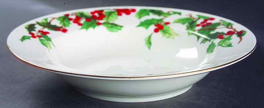 Holly Berries Rim Soup Bowl by Lynn's China-1