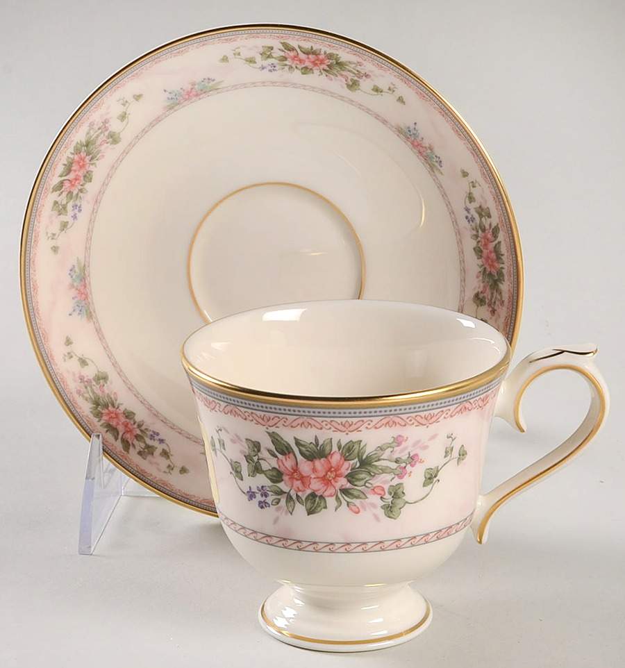 Southampton Gardens Footed Cup & Saucer Set by Lenox-1