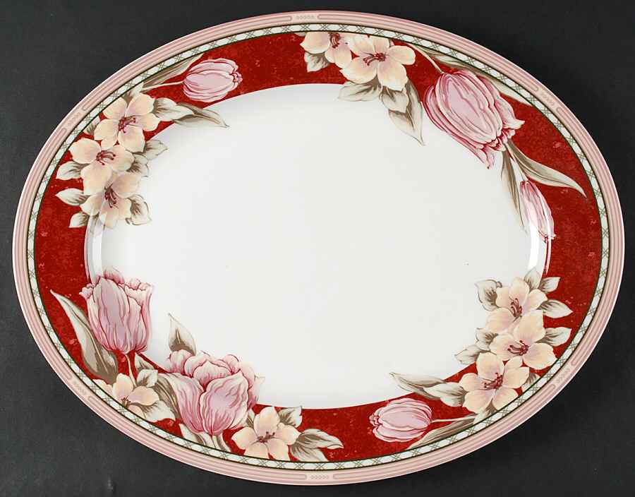 Simply Tulips Sienna 16" Oval Serving Platter by Lenox-1
