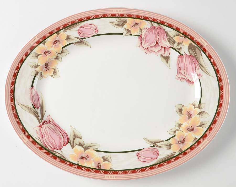 Simply Tulips Verdegris 13" Oval Serving Platter by Lenox-1