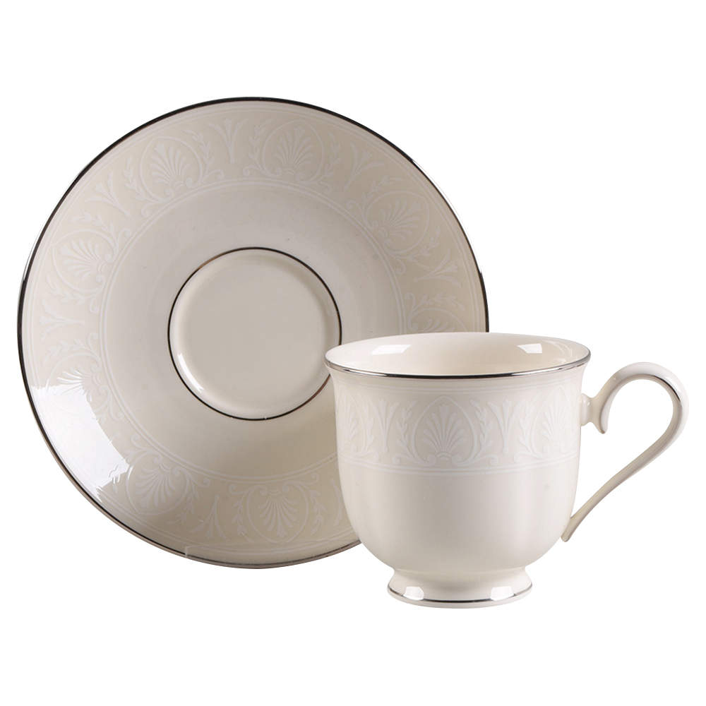 Courtyard Platinum Footed Cup & Saucer Set by Lenox-1