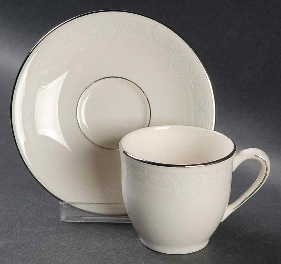 Courtyard Platinum Flat Demitasse Cup & Saucer Set by Lenox-1