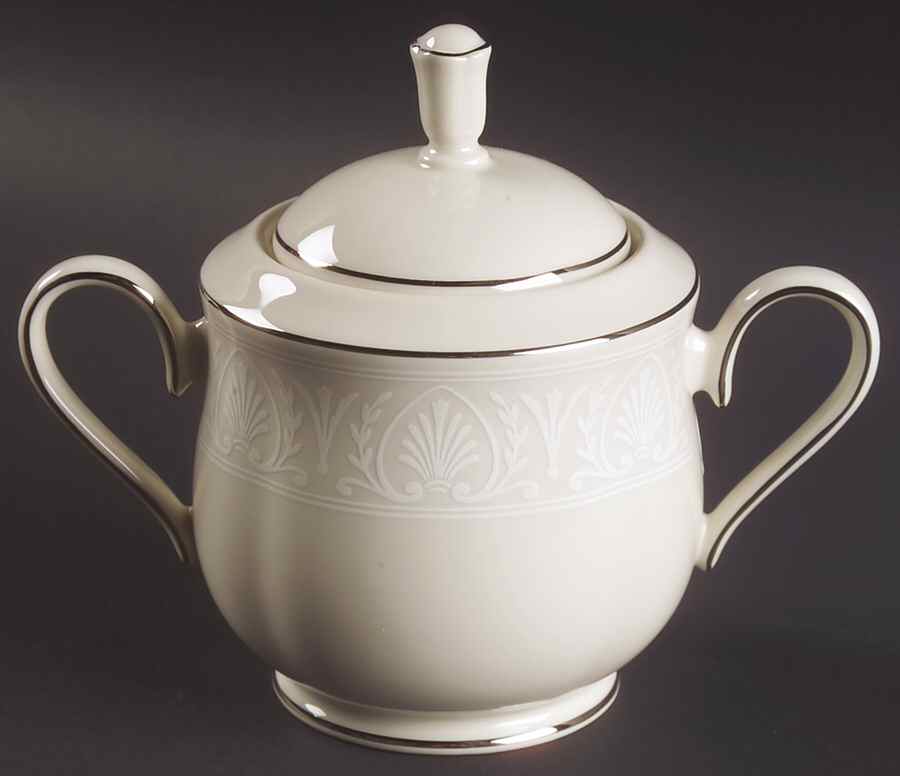 Courtyard Platinum Sugar Bowl & Lid by Lenox-1
