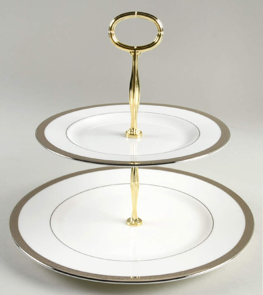 Landmark Platinum 6 5/8"-10"  2 Tiered Serving Tray (Dp, Sp) HC by Lenox-1