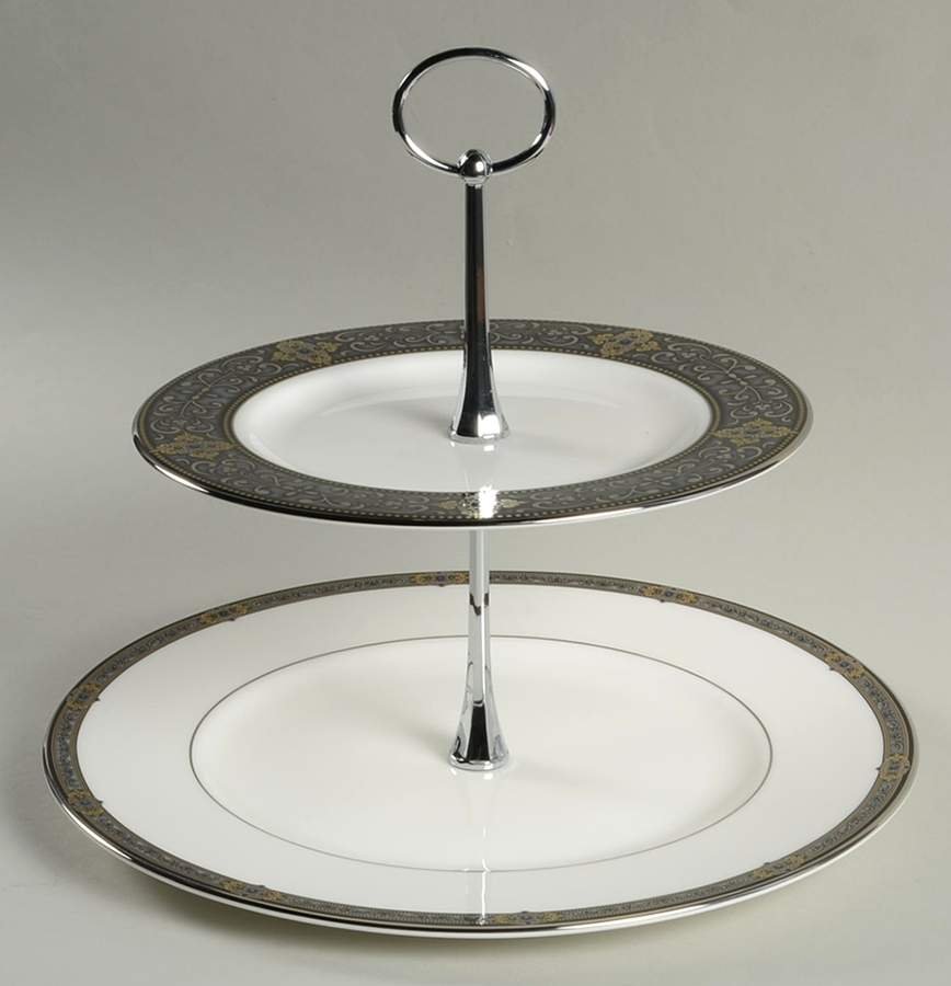 Vintage Jewel 2 Tiered Serving Tray (Dinner & Salad Plate) by Lenox-1