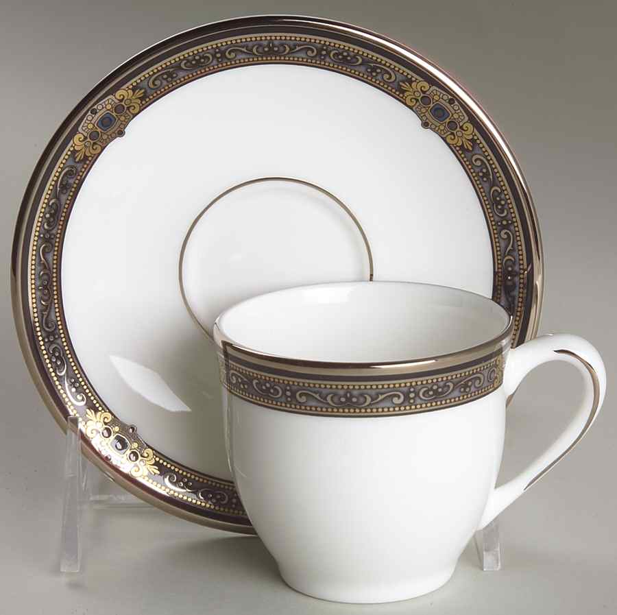 Vintage Jewel Flat Demitasse Cup & Saucer Set by Lenox-1