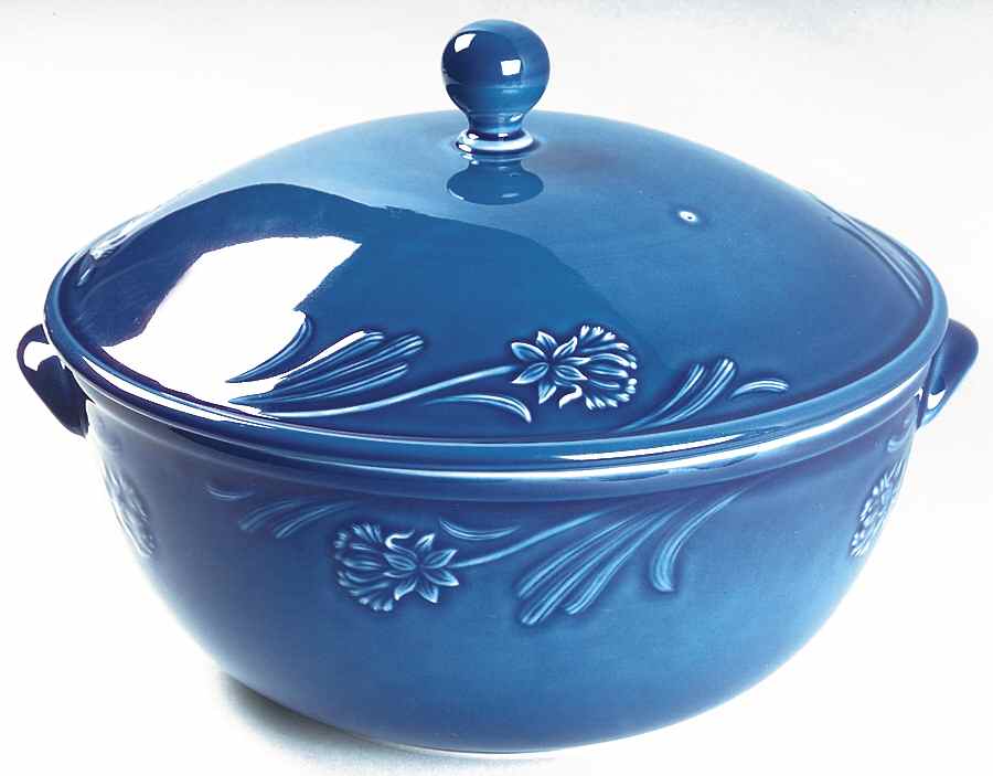 Poppies Rainbow Blue 4 Quart Round Covered Casserole by Lenox-1