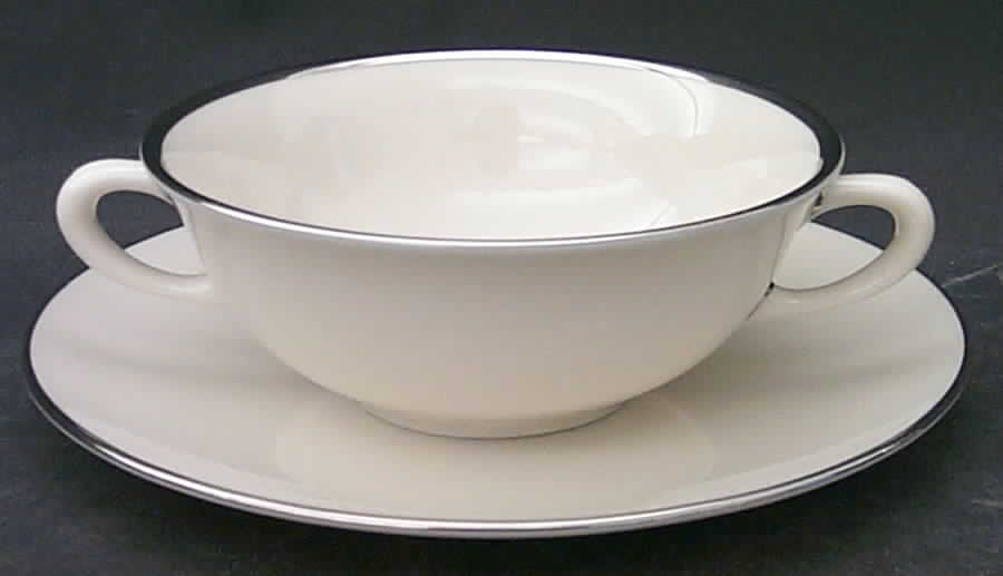 Lenox Platinum Flat Cream Soup Bowl & Saucer Set by Lenox-1