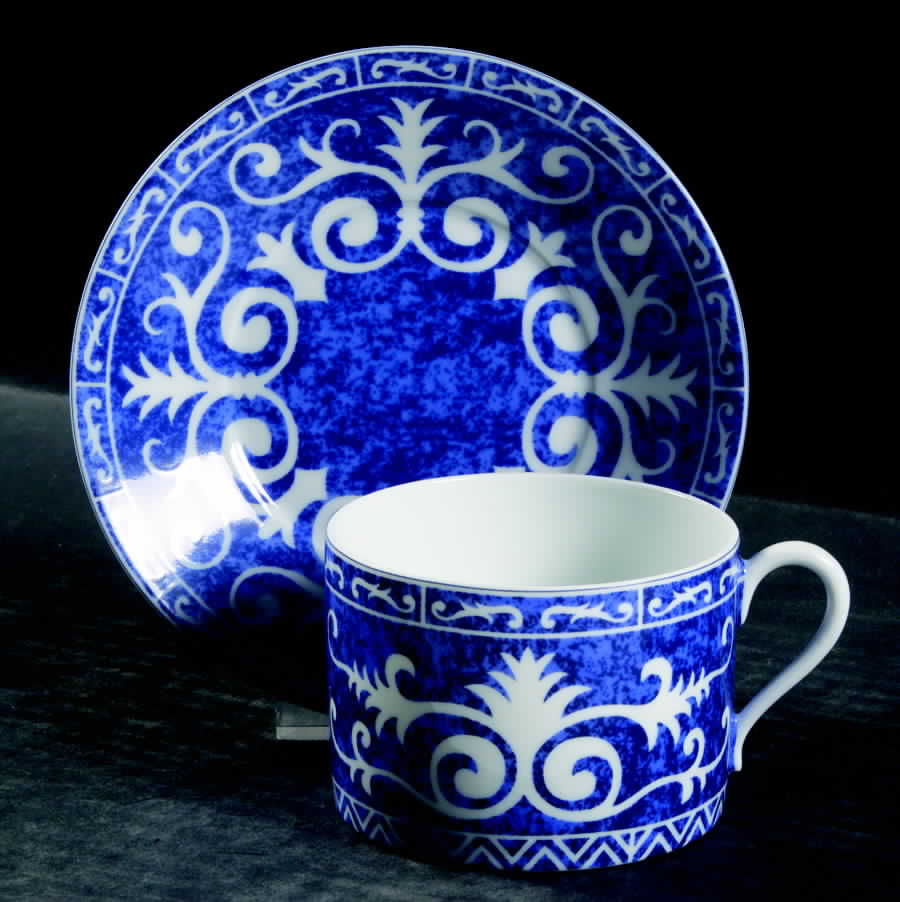 Festival Blue Flat Cup & Saucer Set by Laure Japy-1