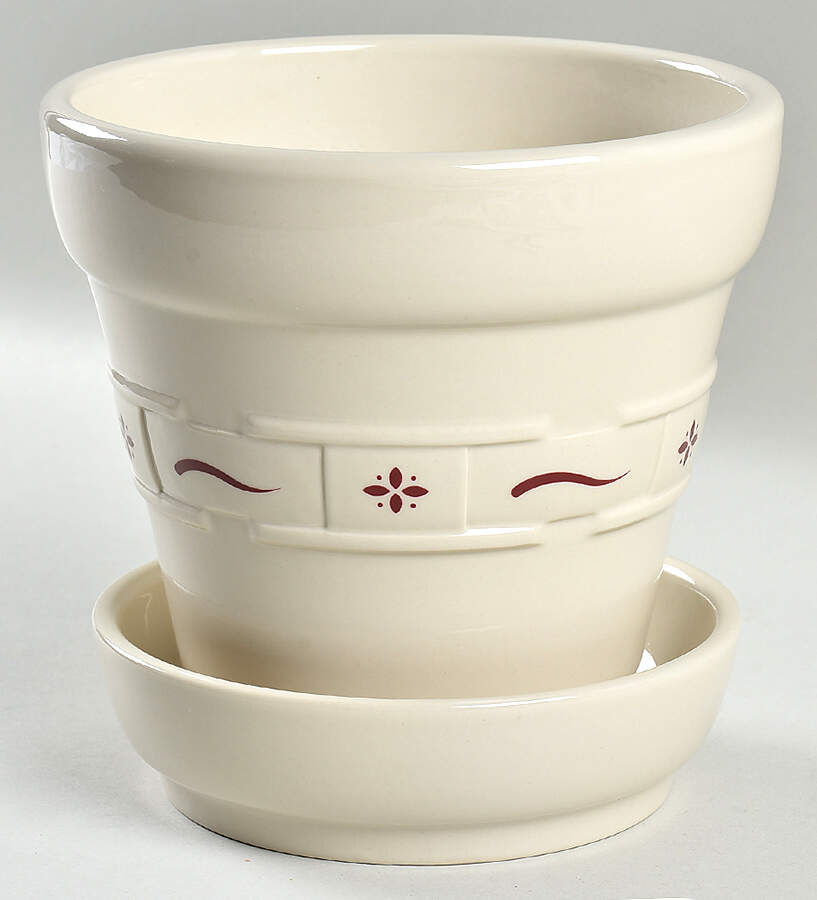Woven Traditions Red 6" Flower Pot & Underplate by Longaberger-1