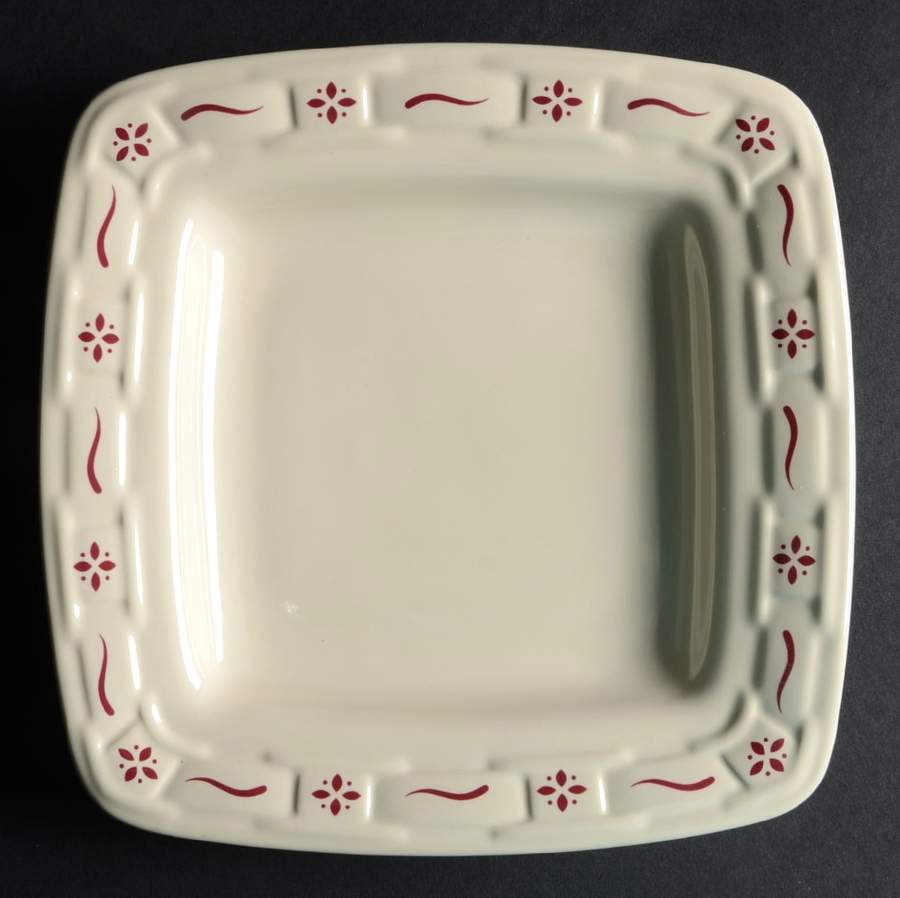 Woven Traditions Red Square Bread & Butter Plate by Longaberger-1