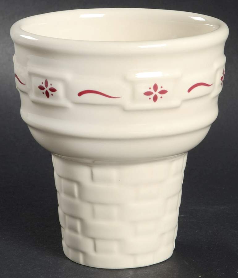 Woven Traditions Red Ice Cream Cone Shaped Dish by Longaberger-1