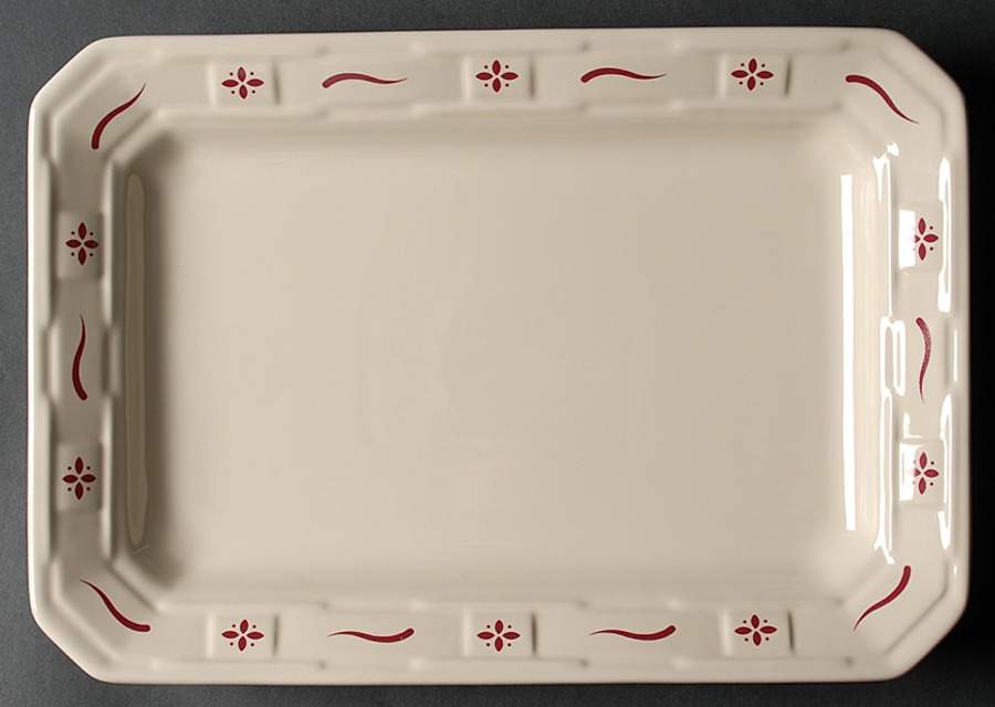 Woven Traditions Red 13" Rectangular Serving Platter by Longaberger-1