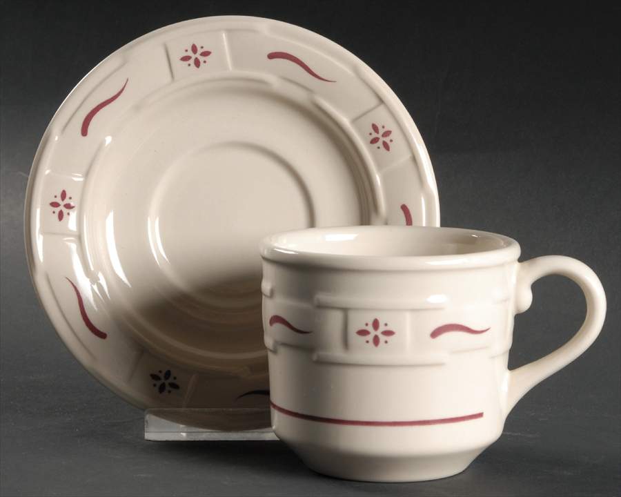 Woven Traditions Red Flat Cup & Saucer Set by Longaberger-1
