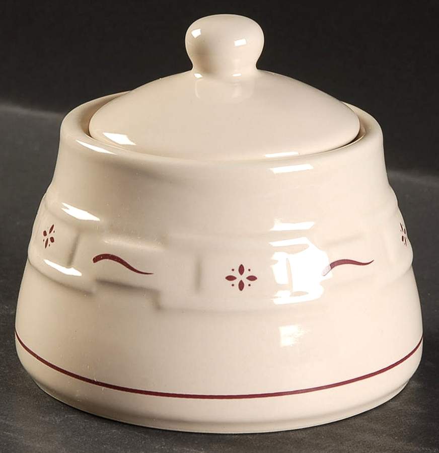 Woven Traditions Red Sugar Bowl & Lid by Longaberger-1