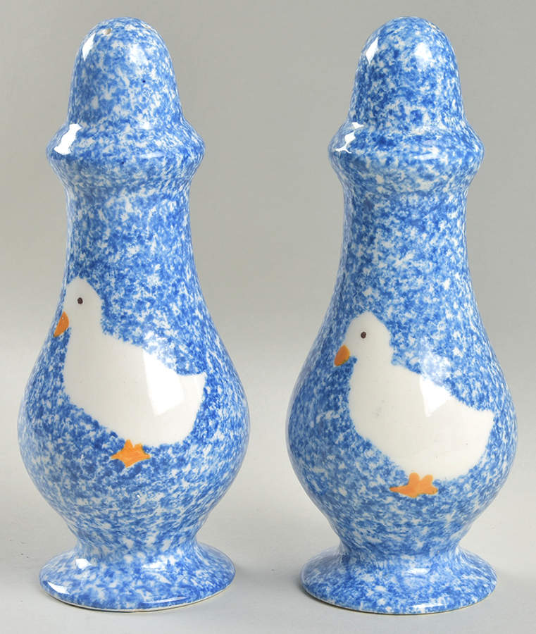 Blue Stipple with Duck Oversized Salt & Pepper Set by Los Angeles-1